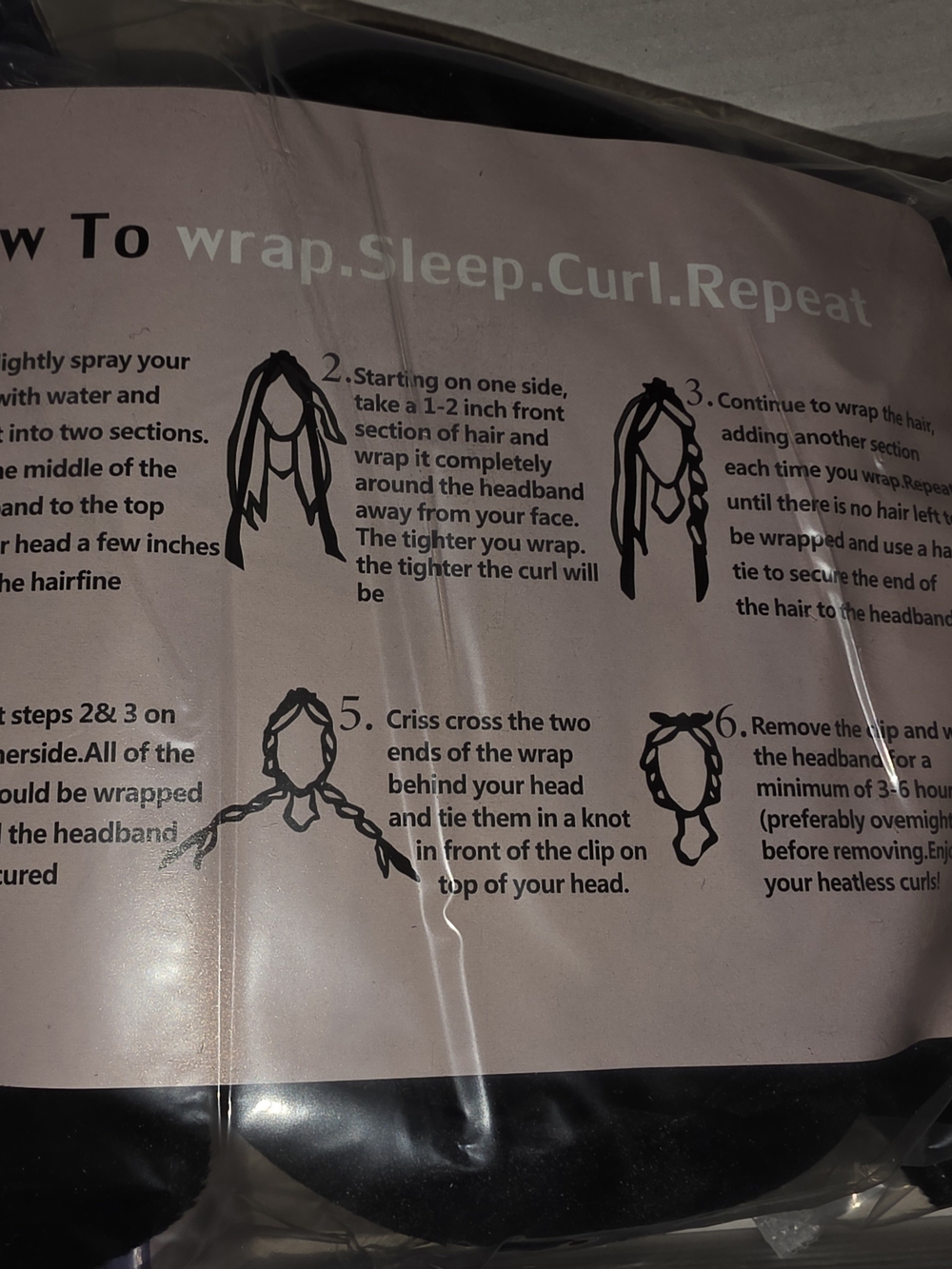 Source Unknown Black Sleep Curl Headband Wrap